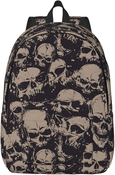 Grunge Skull Horror Scary Vintage Backpack for Girls Boys Women Lightweight Canvas Bookbag Casual Daypack for Travel Outdoor Camping, 15 Inch - best sugar skull backpack
