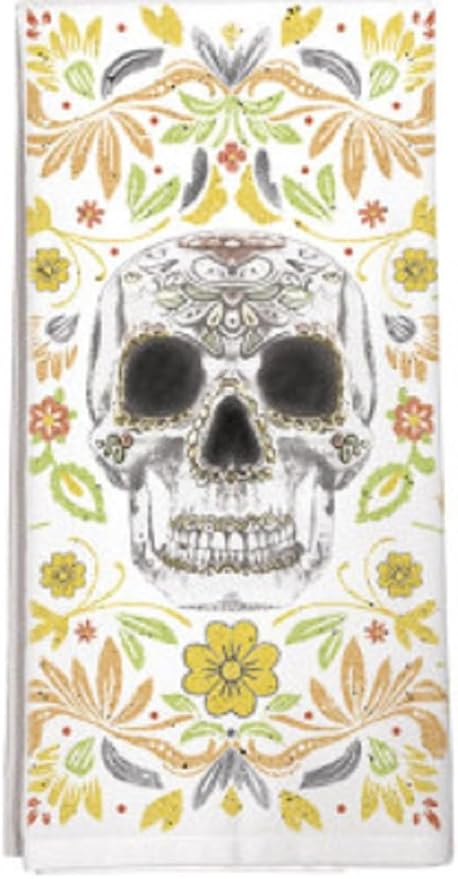 Mary Lake-Thompson Montgomery Street SLTT27 Sugar Skull Towel Cotton Flour Sack Dish Towel - sugar skull beach towel