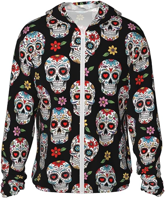 WOEZKEX - sugar skull long sleeve shirt mens