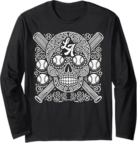 Dia De Los Muertos Sugar Skull Mexican Holiday - sugar skull long sleeve shirt mens