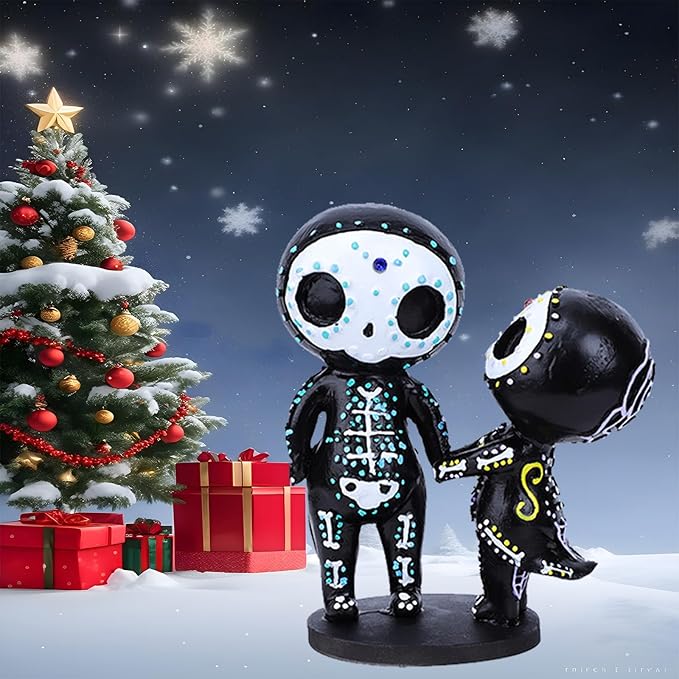 Sugar Skull Couple Statue, Sugar Skull Decor, Day of The Dead Decorations,Resin Skulls Sculptures Home Decor,Dia De Los Muertos Decor,Halloween Adorable Skulls Figurines Gifts for Women (H) - sugar skull figurine collectible