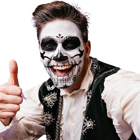 Creepy Face Tattoos Fake Scary Smile Black Mouth Tattoo Stickers For Women Men Kids Accessories Cosplay Party - sugar skull temporary tattoo