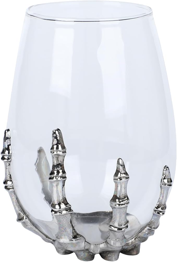 Gothic Skull Wine Glass Skeleton Goblet – Bone Hand Chalice for Christmas & Gothic Home Decor, Dark Aesthetic Displays (A1) - sugar skull wine glass