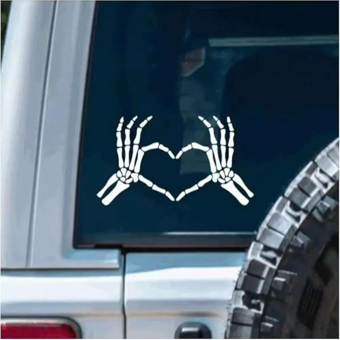 Skull Hand Car Stickers, Skull Hand Decals, Halloween Car Decorations, Funny Skeleton Car Decals, Spooky Bumper Stickers(White) - sugar skull vinyl sticker