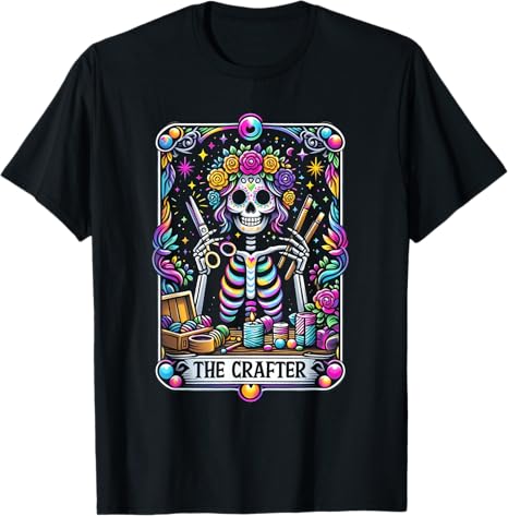 Sugar Skull Crafty The-Crafter Tarot Card - sugar skull t-shirt womens