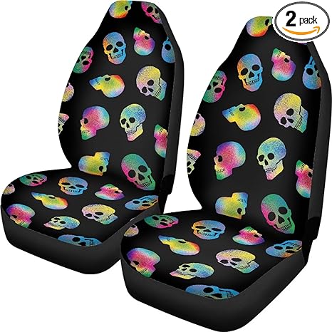 Halloween Skull Colorful Car Seat Cover Front Bottom Seat Cushion Cover Front Seat Covers fits most Cars, SUVs, and Trucks, Washable and Easy to Install or SUV, Sedan, Van, Truck - sugar skull car pet seat cover