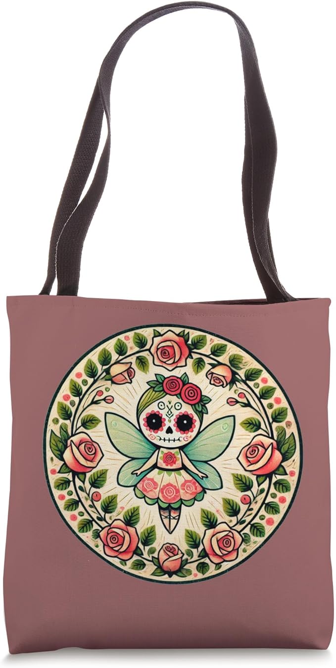Cute Sugar Skull Fairy Illustration fun Art day of the dead Tote Bag - sugar skull handbags for sale