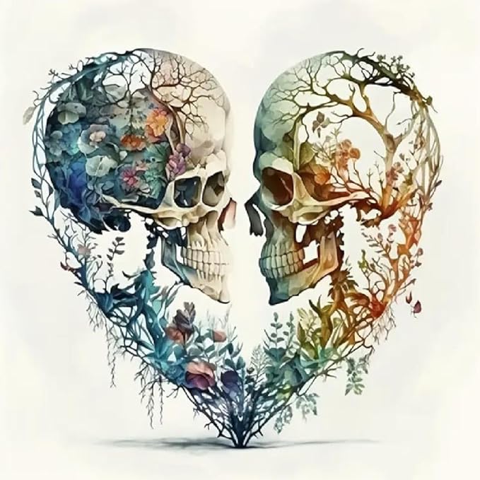 JFYHAB Diamond Painting Kits for Adults DIY 5D Love Diamond Art Paint with Round Diamonds Full Dril Gem Skull Art Painting Kit for Home Wall Decor Gifts 12x12inch - sugar skull canvas wall art