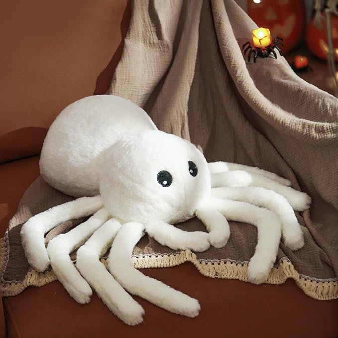 YRXRUS Spider Pillows, Halloween Pillows, Cute Spider Shaped Throw Pillow for Happy Halloween Decoration, White Plush Pillow Gifts, 12x18 in Small Cute Soft Rabbit Fur for Fall Accent Pillow - sugar skull throw pillow