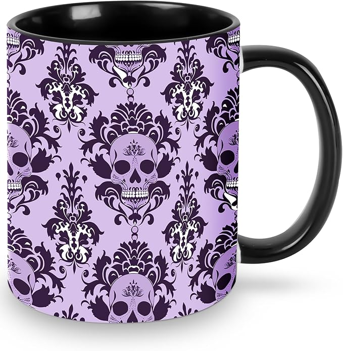 Skull Coffee Mug Funny Novelty Ceramic Tea Cup Dishwasher Microwave Safe 11oz Office And Home Ideal Present for Women Men - sugar skull tumbler with straw