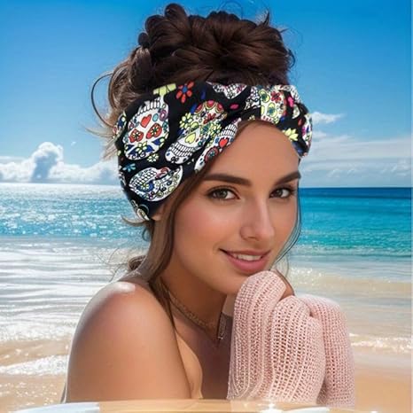 Fashionable Sugar Skull Headband for Women, Unisex Hair Accessories, Comfortable - sugar skull wallets for women
