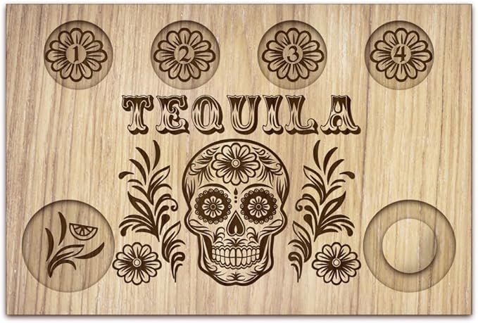 BENECREAT Sugar Skull Tequila Shot Glasses Serving Tray, Wooden Glass Holder with Salt Rim Shot Glasses Board for Bar, Restaurant, Party, Family Gathering, 7.87x11.8 Inch - sugar skull wine glass