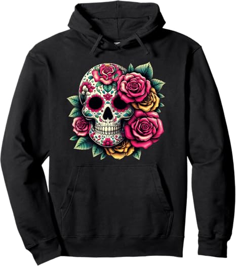 TS - SHOP - Flower Skull - sugar skull hoodie mens