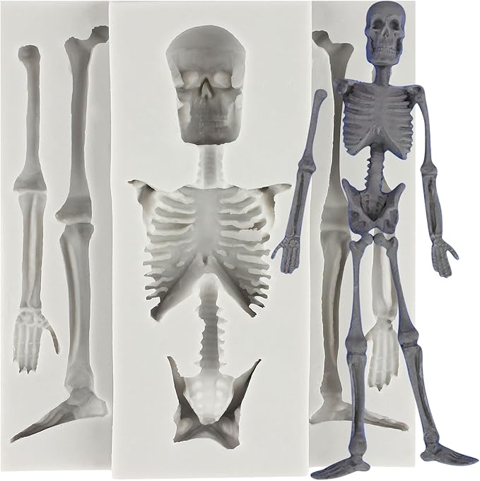 Skull Skeleton Fondant Molds Skull Silicone Molds Skeleton Chocolate Candy Mold for Cake Decoration Cupcake Topper Sugar Craft Polymer Clay Gum Paste - sugar skull coffee cup