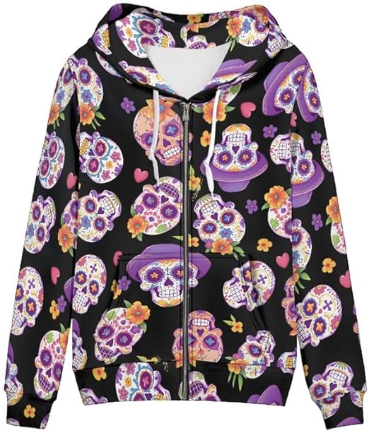Garronmavis - sugar skull hoodie mens