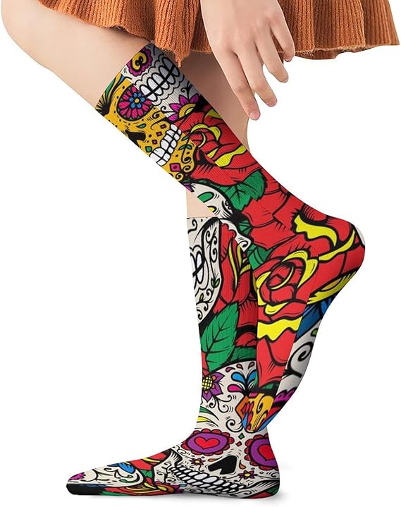 OXJOIIS - sugar skull socks womens