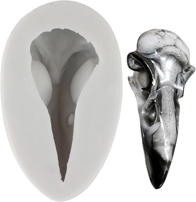 Bird Raven Head Skull Silicone Mold Crow Skull Fondant Molds for Halloween Cake Decorating Cupcake Topper Chocolate Candy Polymer Clay Gum Paste - sugar skull coffee cup