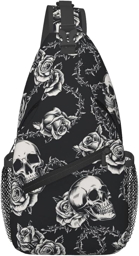 Skull Sling Backpack Chest Bag Crossbody Shoulder Bag Gym Cycling Travel Hiking Daypack For Men Women - best sugar skull backpack