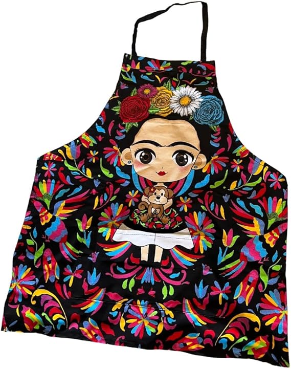 Mexican Themed Apron - 100% Cotton, Liquid Repellent, Durable, with Pocket - Ideal for Kitchen, Painting, Cleaning, Crafts - sugar skull apron for women