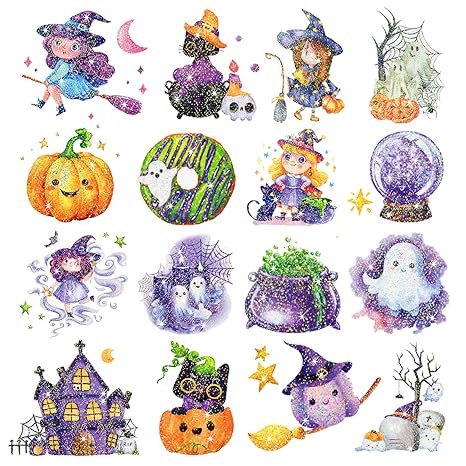 Leesgel Glitter Tattoo Set Halloween Party Supplies, Halloween Temporary Tattoos for Kids Party Favors Games, Halloween Goodie Bag Fillers with Pumpkin Skull Ghost Monster Tattoos Stickers - sugar skull temporary tattoo