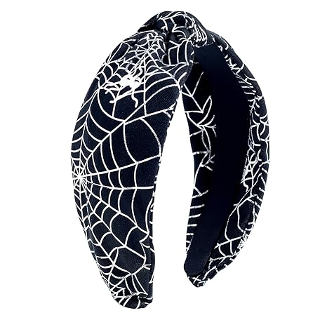 Halloween Headbands for Women - Slivery Glitter Spider Web, Skull Holiday Knot Hair Hoops, Pearl Hair Accessory Festive Gift - sugar skull flower crown