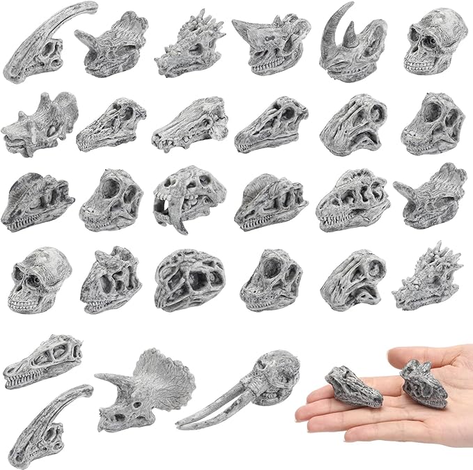 Wesiti 30 Pcs 1.8 Inch Halloween Mini Resin Animal Skull Heads Realistic Miniature Animal Skull Figurines Bones Simulated Decor Ornament for Crafts DIY Micro Landscape Decorations - sugar skull figurine collectible