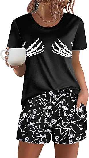 Ekouaer - sugar skull pajamas womens