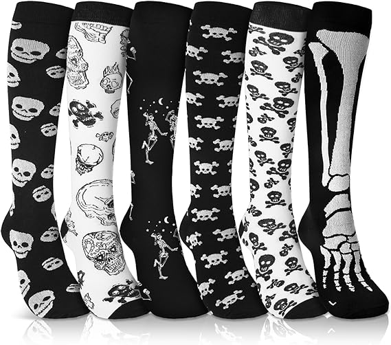 Fourluoo - sugar skull socks womens
