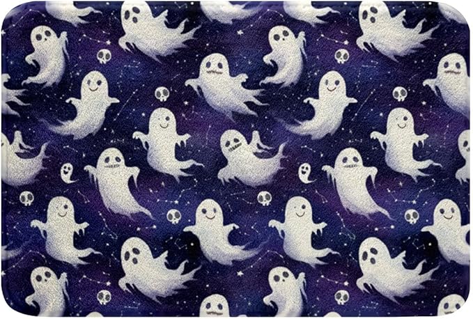 Feelyou Halloween Theme Bathroom Rugs 20"x32" Kids Cute Ghost Bath Rugs for Shower Tub for Boys Girls Teens Sugar Skull Bath Mats for Bathroom Outer Space Galaxy Bathroom Accossories - sugar skull toilet mat set