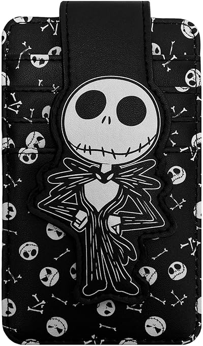 Card Holder Wallet Slim Compact (Jack Skellington Black) - sugar skull wallets for women