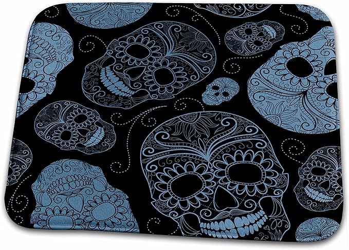 3dRose Bathroom Bath Rug Mat - Blue Sugar Skulls Day of The Dead Art PS Creations - sugar skull toilet mat set