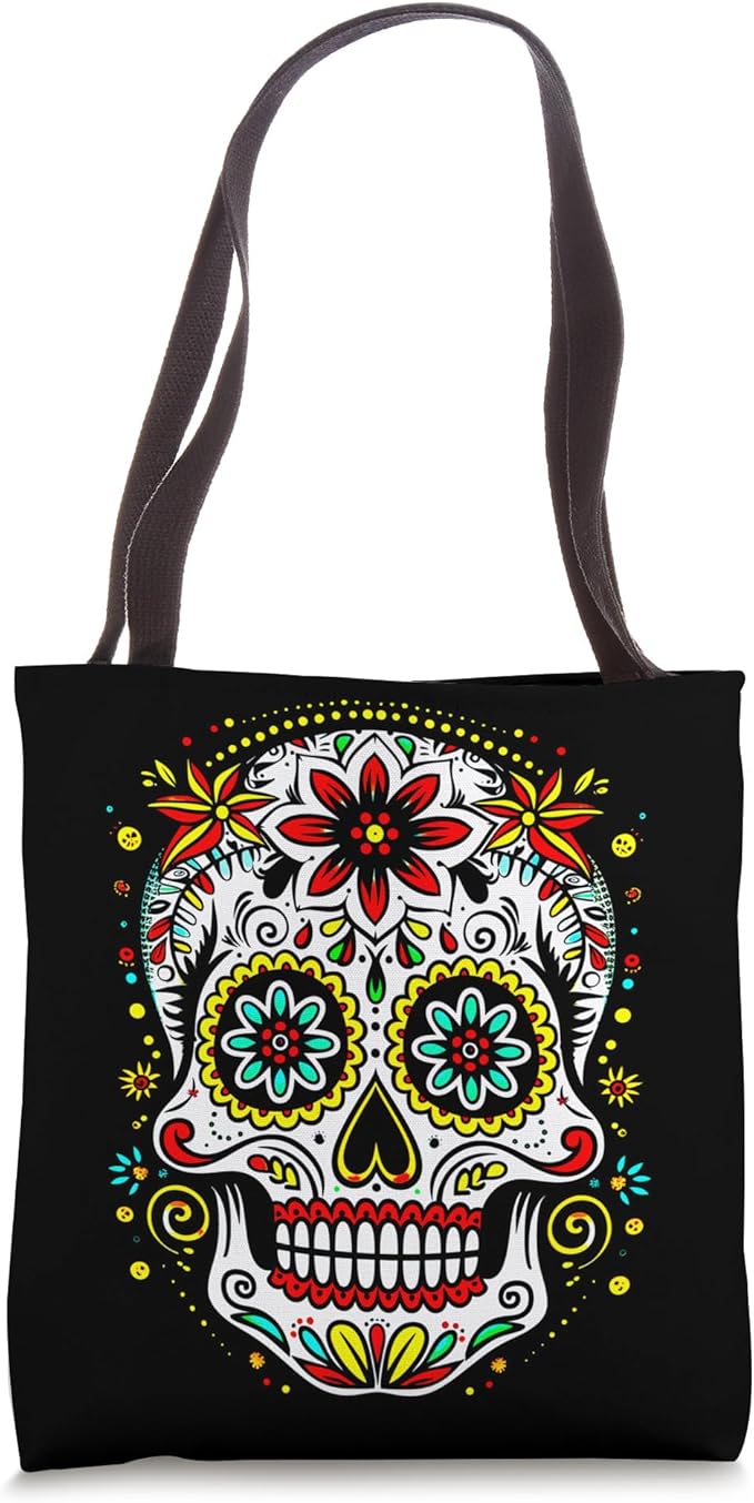 Mexican skull sugar day dead dia muertos halloween skeleton Tote Bag - sugar skull handbags for sale