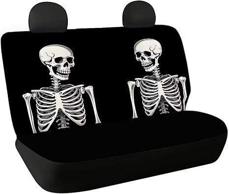 Skeleton Car Seat Covers for Rear Bench Seats Protects Against Dirt Pet Fur Dog Hair,Easy to Install with Universal Fit for Cars Trucks and SUVs Car Accessories Set - sugar skull car pet seat cover