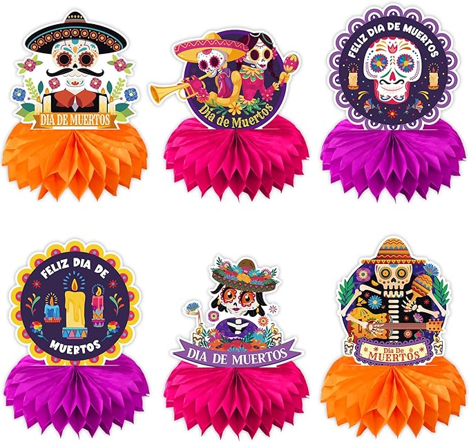 Day of the Dead Honeycomb Centerpiece Decoration Table Toppers Dia De Los Muertos Party Desk Toppers Party Supplies Sugar Skull Halloween Birthday Honeycomb Table Centerpieces Party Favors - sugar skull christmas ornament