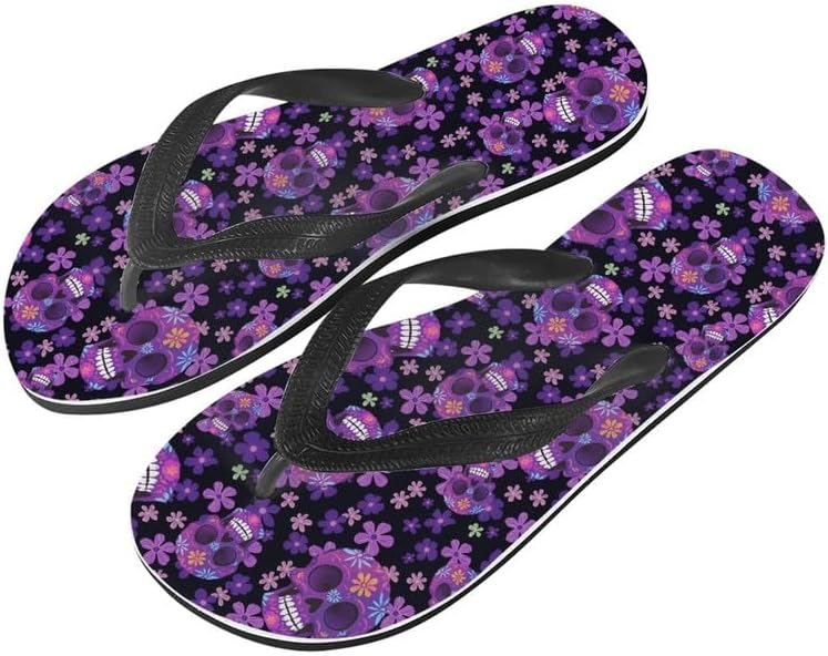 Semiouray - sugar skull flip flops womens