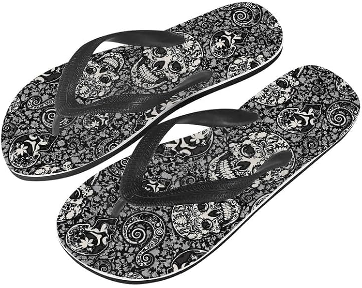 Semiouray - sugar skull flip flops womens