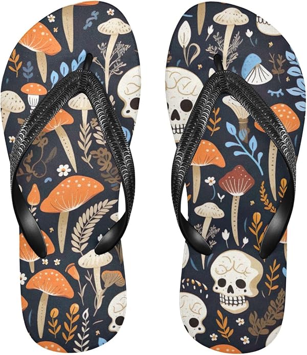 KFBE - sugar skull flip flops womens