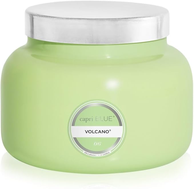 Capri Blue Volcano Scented Candles - Luxury Candles for Home Scented with Tropical Fruit & Sugared Citrus - Long Lasting Soy Wax Blend - Signature Glass Jar (Iced Matcha Green, 19 oz) - sugar skull candle holder