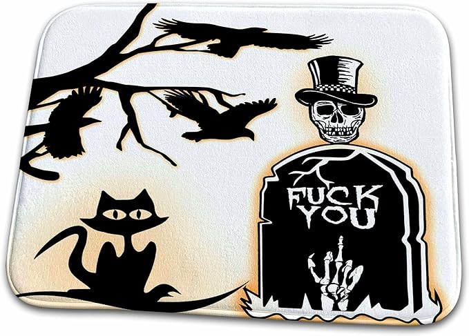 3dRose Bathroom Bath Rug Mat - Fuck You. Halloween. R.I.P. Sugar Skull. Halloween Quotes - sugar skull toilet mat set