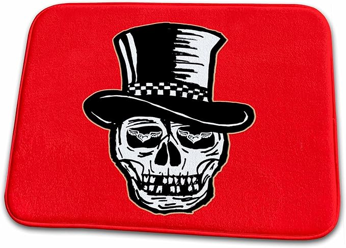 3dRose Bathroom Bath Rug Mat - Day of The Dead. Black and red. Cool Image. Sugar Skull - sugar skull toilet mat set