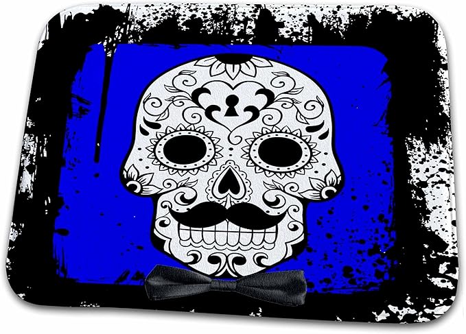 3dRose Bathroom Bath Rug Mat - Day of The Dead. Mustache. Bow tie. Unique Design. Sugar Skull - sugar skull toilet mat set