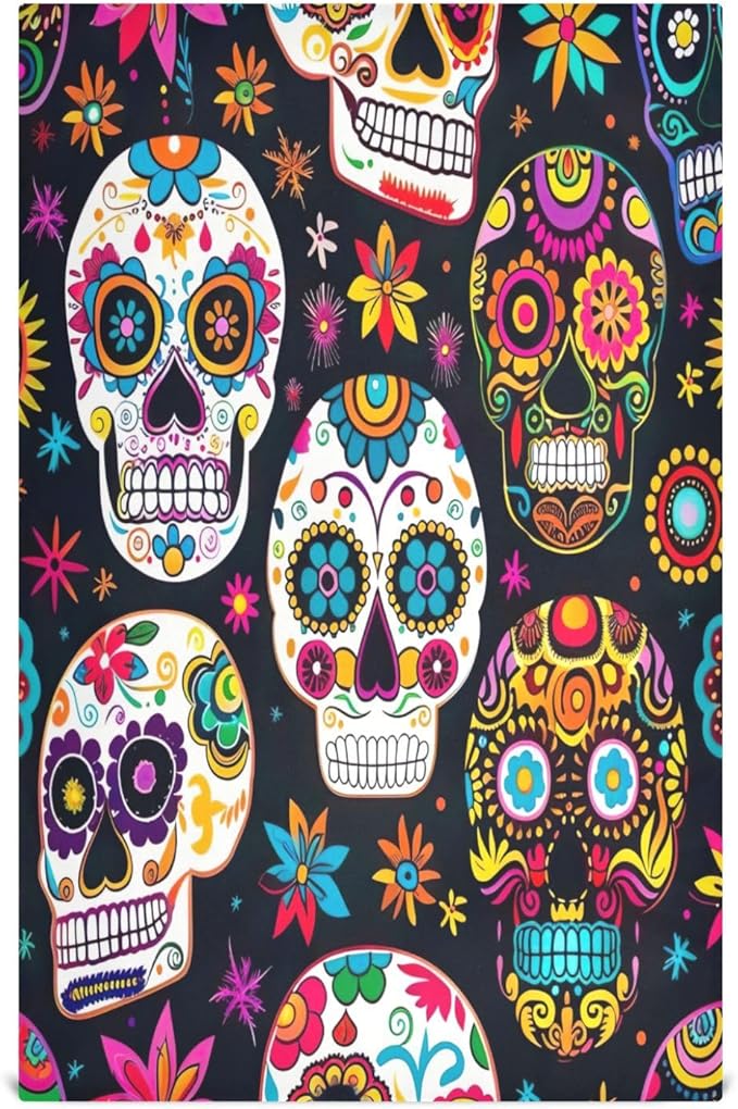 Qilmy Beautiful Sugar Skull Kitchen Dish Towel Set,1Pcs Drying Kitchen Towels Tea Towels Gift Set for Drying Cleaning Cooking Baking1206 - sugar skull beach towel