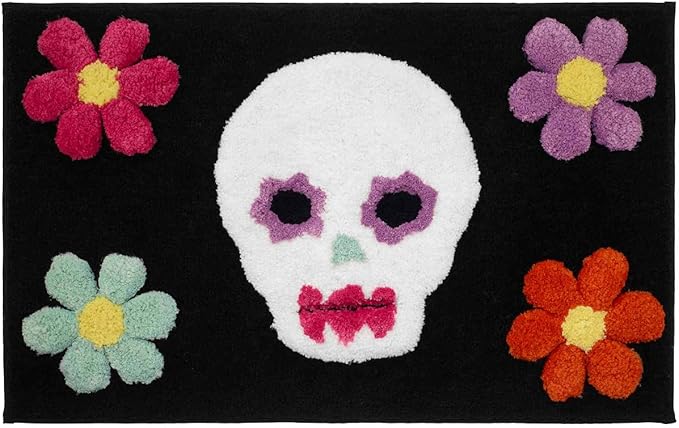 Avanti Linens - Bath Rug, Soft & Absorbent Bath Mat with Non-Skid Backing, Fall Home Decor (Sugar Skull Collection, 20" x 32") - sugar skull area rug
