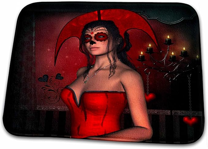 3dRose Bathroom Bath Rug Mat - Awesome Women with Sugar Skull face Köhnen Design Fantasy - sugar skull toilet mat set