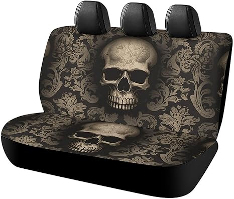 Gothic Wallpaper Skull Car Back Seat Covers Soft Waterproof Cars Rear Bench Cushion Covers Dust and Scratch Proof Auto Backrest Protector Cover Universal Fit Most Trucks SUV Van - sugar skull car pet seat cover