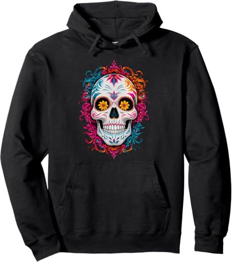 Halloween Sugar Skull Dia De Los Muertos Calavera - sugar skull hoodie mens