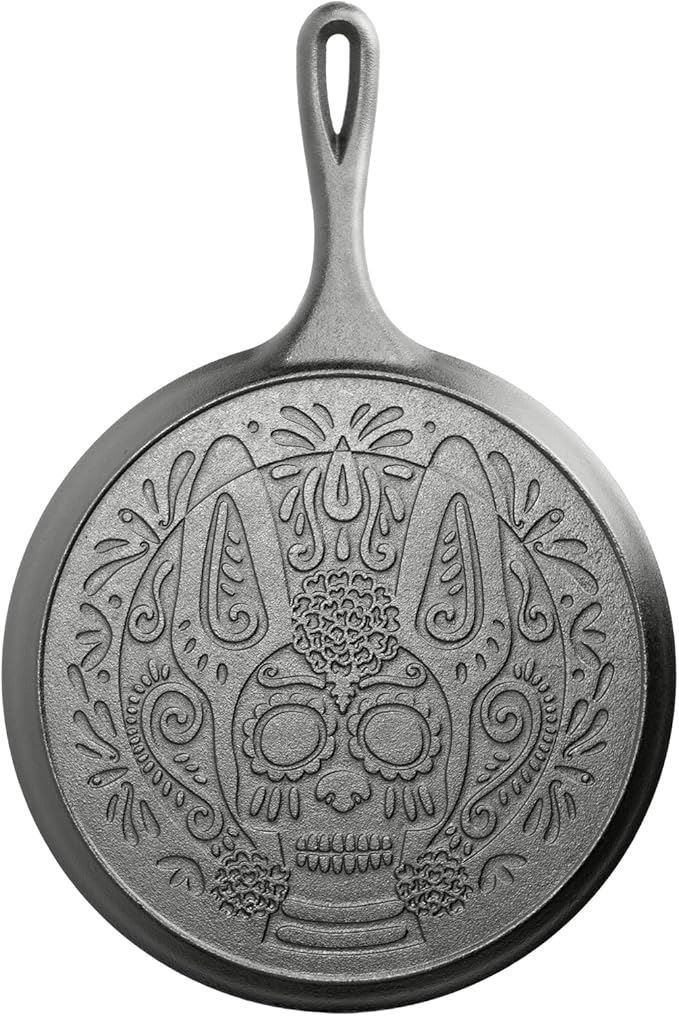 Xolo Sugar Skull Cast Iron Griddle - sugar skull plates set