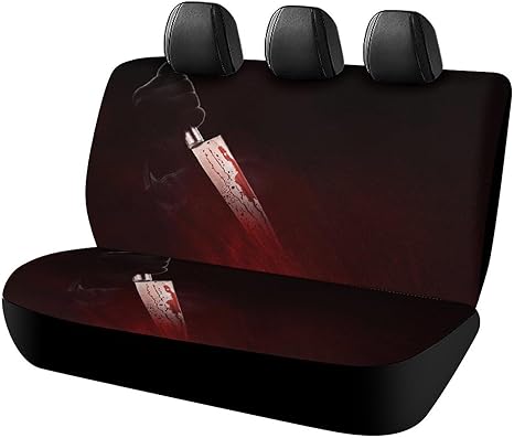 Horror Bloody Knife Rear Seat Covers for Women & Men - Spooky Car Back Seat Cover Protector - Non-Slip Universal Fit for Auto & Truck - sugar skull car seat covers set