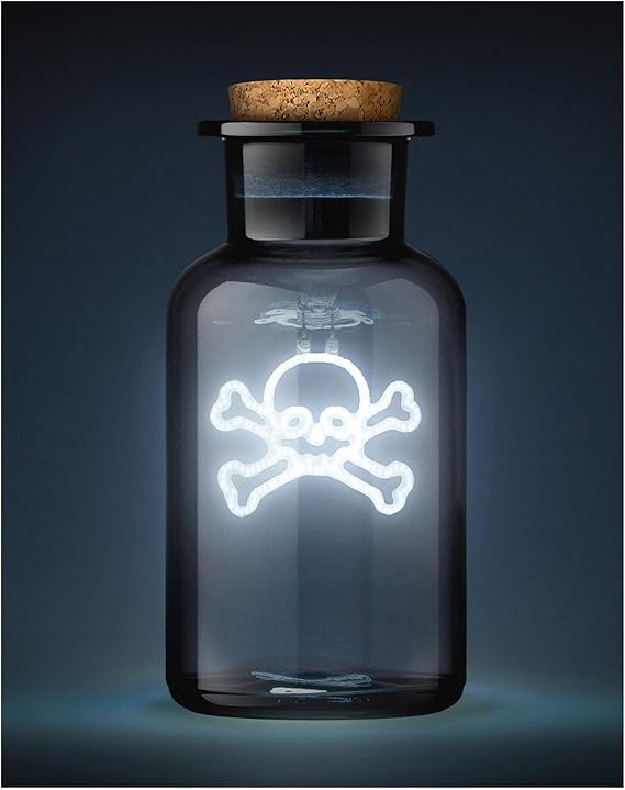 Suck UK Poison Potion Skull Bottle Lamp | Gothic Home Decor & Horror Decor | Neon Light in Bottle | Halloween Lights & Halloween Home Decor | Gothic Decor & Mood Lighting | Halloween Night Light - sugar skull table lamp