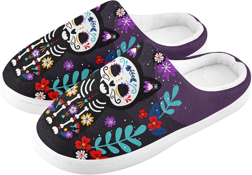 Glaphy - sugar skull slippers womens